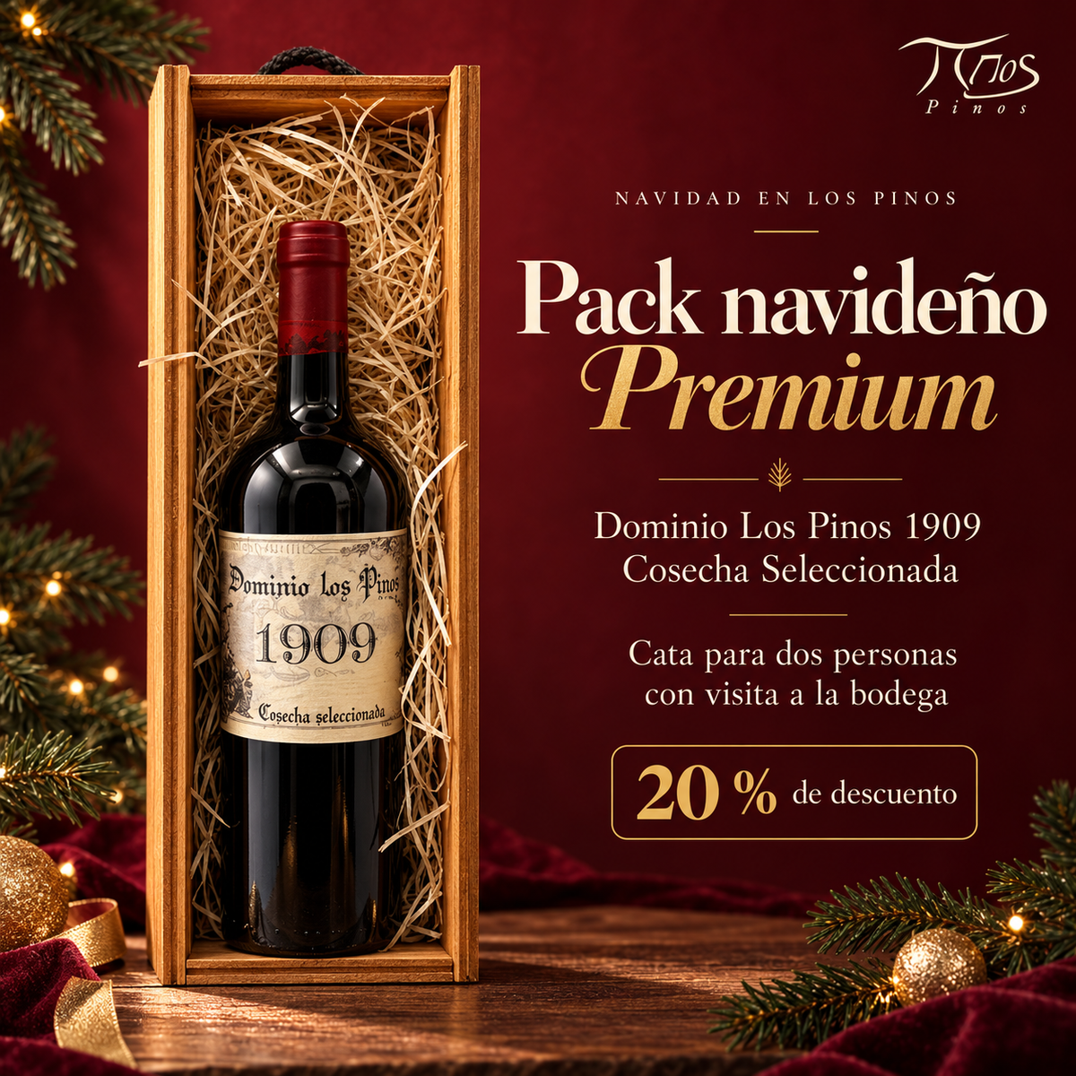 Botella de vino Premium y cata para dos personas