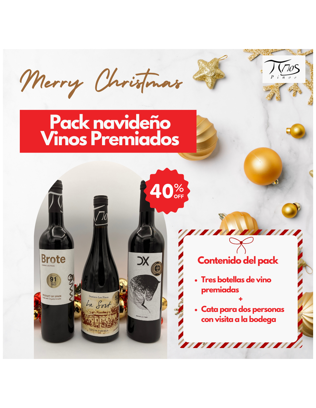 Pack 3 botellas de vino y cata para dos personas